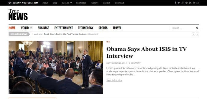 TrueNews – A Smart and Gorgeous Magazine WordPress Theme