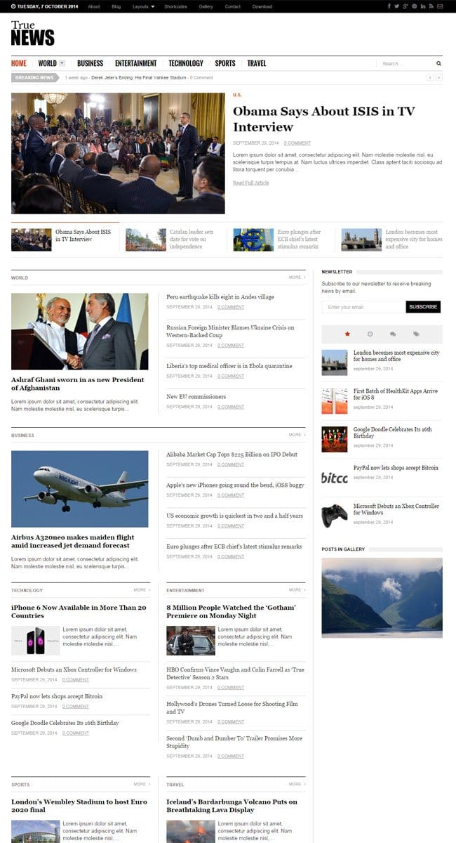 TrueNews WordPress Theme