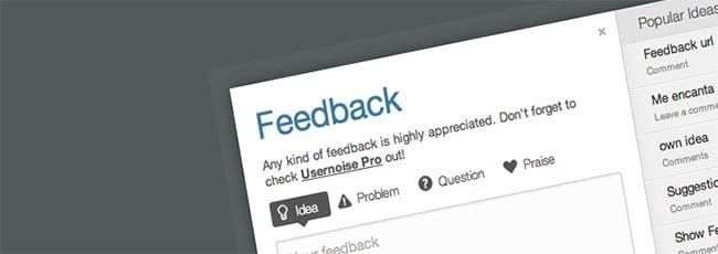 Usernoise modal feedback contact form