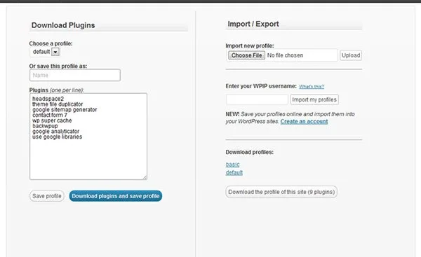 WP Install Profiles Screenshot