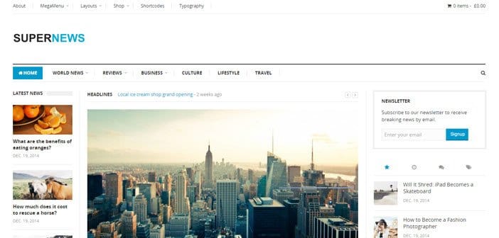 SuperNews – A Flexible News / Magazine WordPress theme