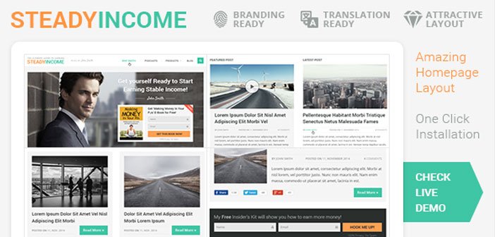 SteadyIncome – Personal Blog WordPress Theme for Bloggers