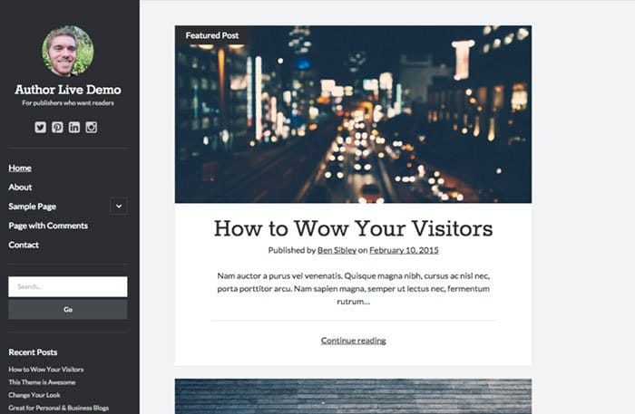 author wordpress theme