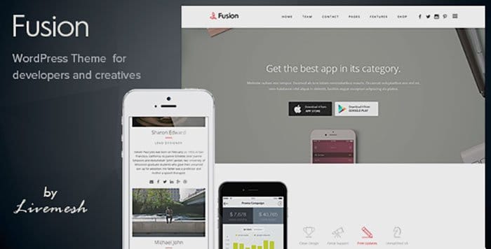 Fusion - Mobile App Landing WordPress Theme