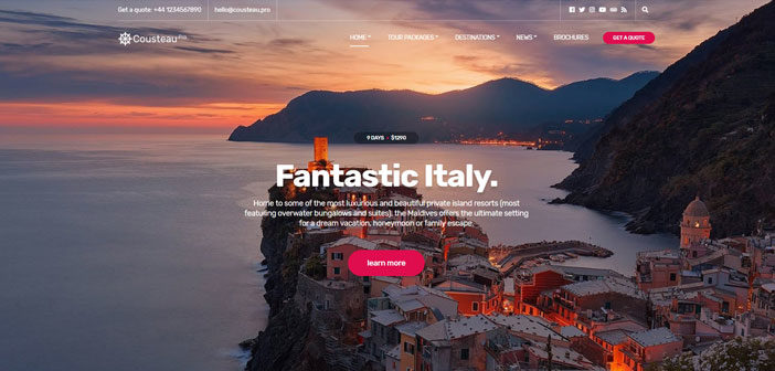 Cousteau Pro – A Modern Travel blogger WordPress Theme